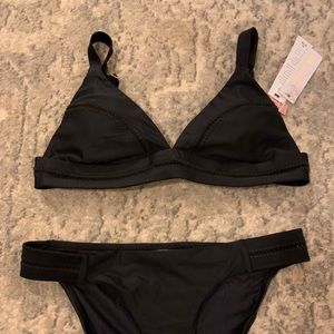 NWT PQ swim black bikini set, L bottom, D top